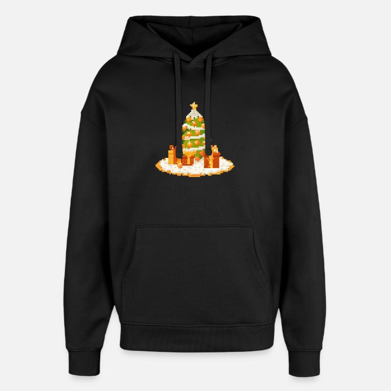 Pixelkunst Tannenbaum mit Geschenken - Oversized Unisex Hoodie von Stanley/Stella - Schwarz