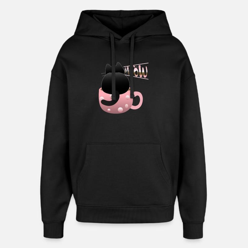 mignon chat noir miaulant - Sweat à capuche unisexe Stanley/Stella Oversized - noir