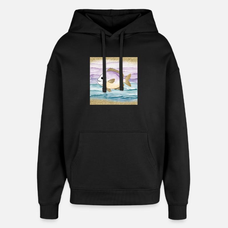 Poisson joueur dans l’eau - Sweat à capuche unisexe Stanley/Stella Oversized - noir