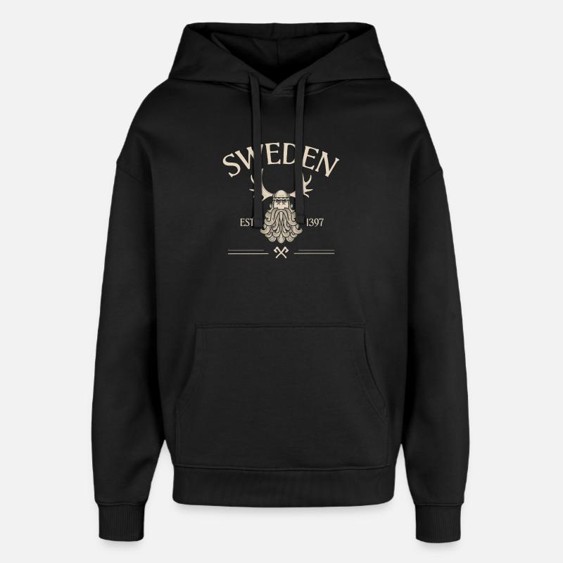 Suède - Barbe de Viking - Mousses - Sweat à capuche unisexe Stanley/Stella Oversized - noir