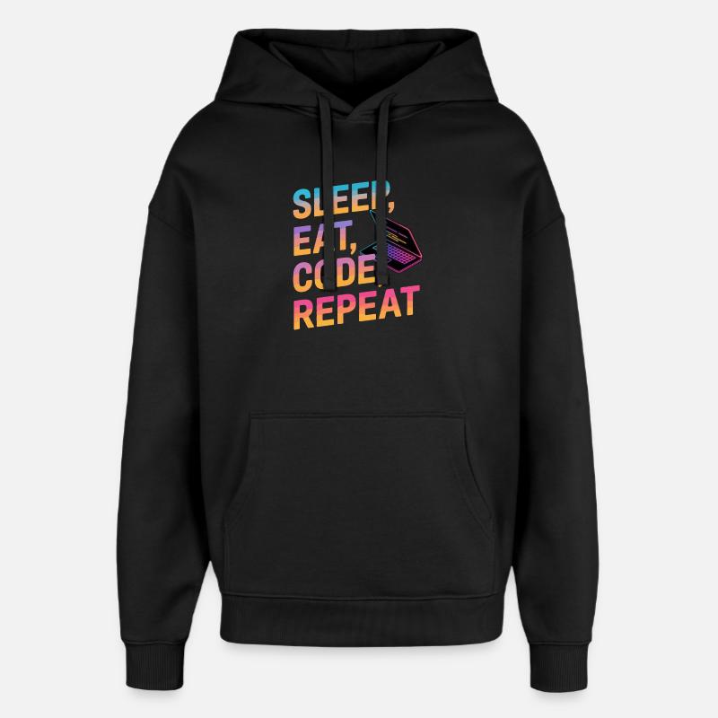 Dormir, manger, coder, répéter - Sweat à capuche unisexe Stanley/Stella Oversized - noir