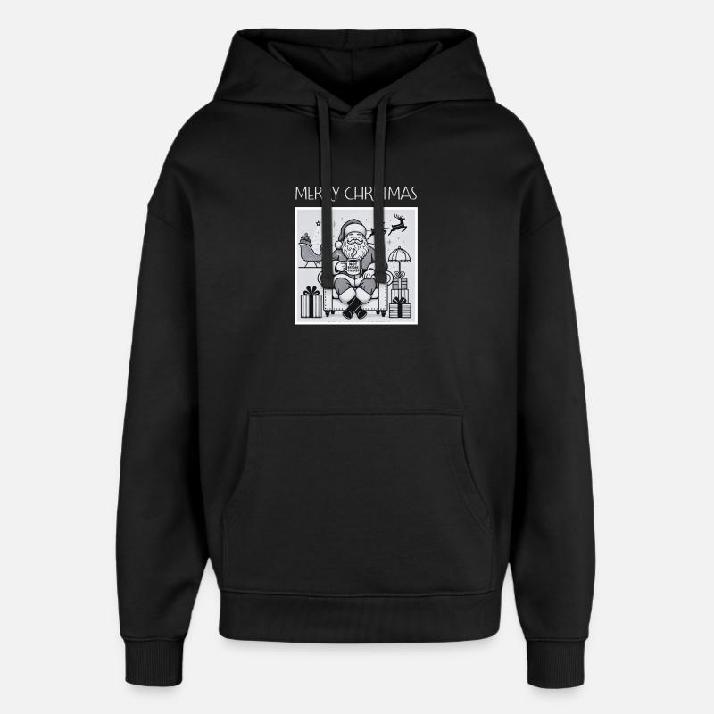 Père Noël Café au Canapé - Sweat à capuche unisexe Stanley/Stella Oversized - noir