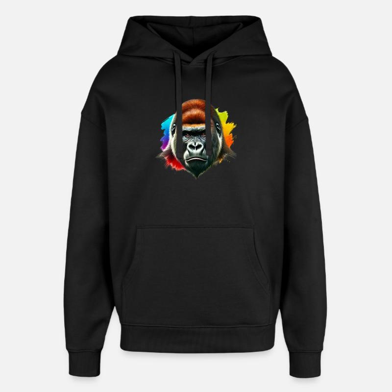 Gorille - Sweat à capuche unisexe Stanley/Stella Oversized - noir