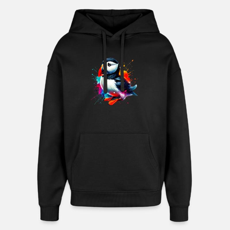 Macareux - Sweat à capuche unisexe Stanley/Stella Oversized - noir