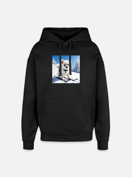 Pfotenspuren Schneepinguin Design - Oversized Unisex Hoodie von Stanley/Stella - Schwarz