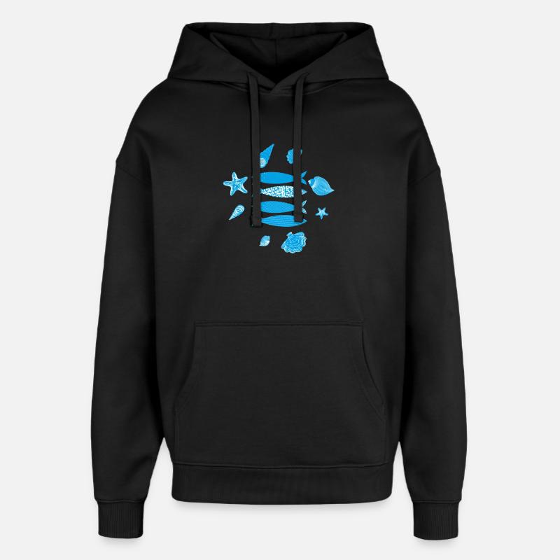 Underwater Sea Fish Pattern - Oversized Unisex Hoodie by Stanley/Stella - black