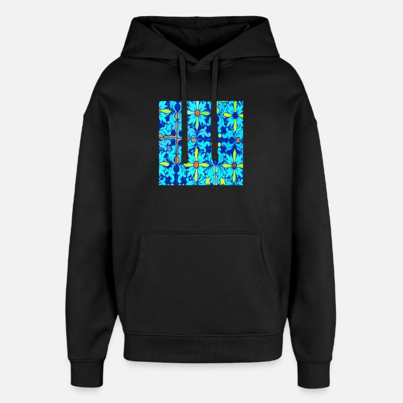 Céramique bleue - Sweat à capuche unisexe Stanley/Stella Oversized - noir
