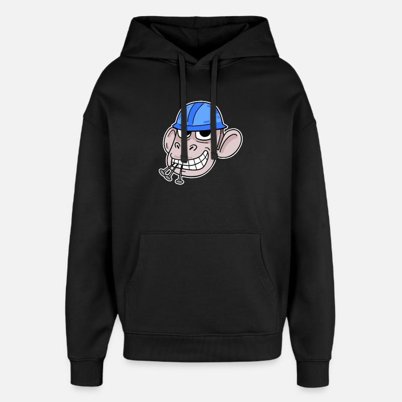 Affe Baustelle Bauarbeiter - Oversized Unisex Hoodie von Stanley/Stella - Schwarz