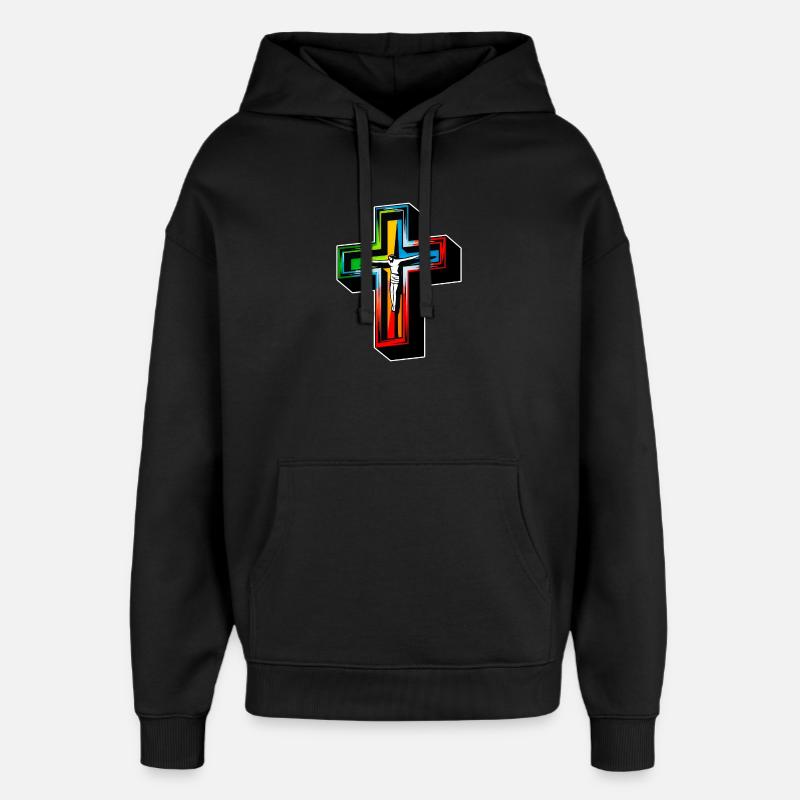 Jesus am Kreuz - Oversized Unisex Hoodie von Stanley/Stella - Schwarz