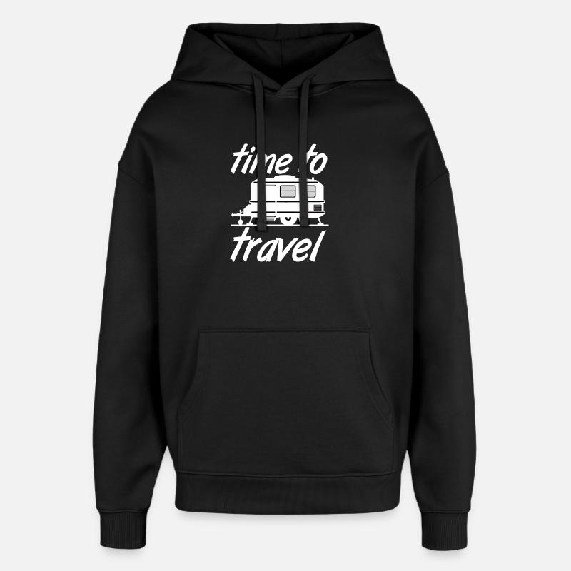 Caravane,Camping,Fun ShirtTemps de voyage (25) - Sweat à capuche unisexe Stanley/Stella Oversized - noir