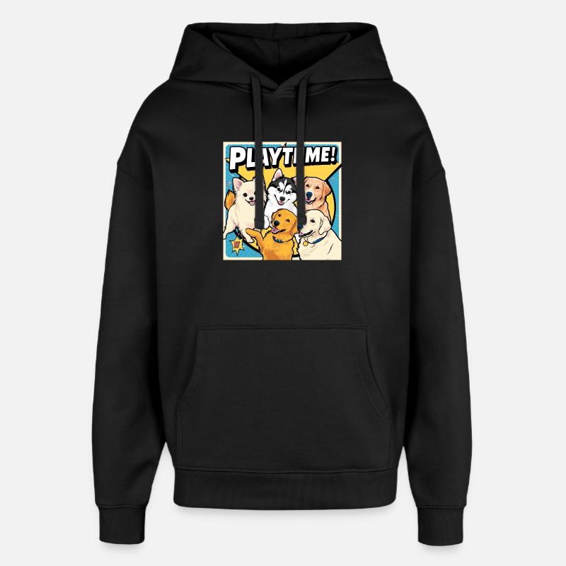 Comic Dogs - Playtime - Oversized Unisex Hoodie von Stanley/Stella - Schwarz