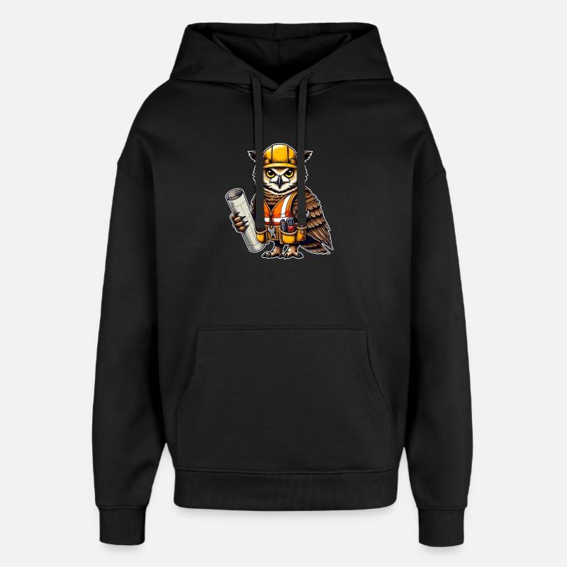 Bauarbeiter-Eule – Clever & Handwerklich! - Oversized Unisex Hoodie von Stanley/Stella - Schwarz