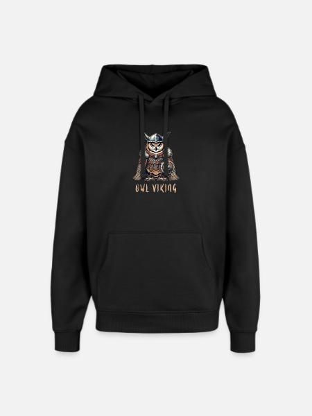 Owl Viking – The Winged Warrior - Oversized Unisex Hoodie by Stanley/Stella - black