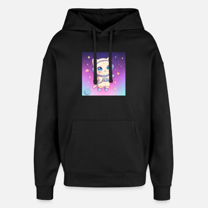 Astronaut Kätzchen - Oversized Unisex Hoodie von Stanley/Stella - Schwarz