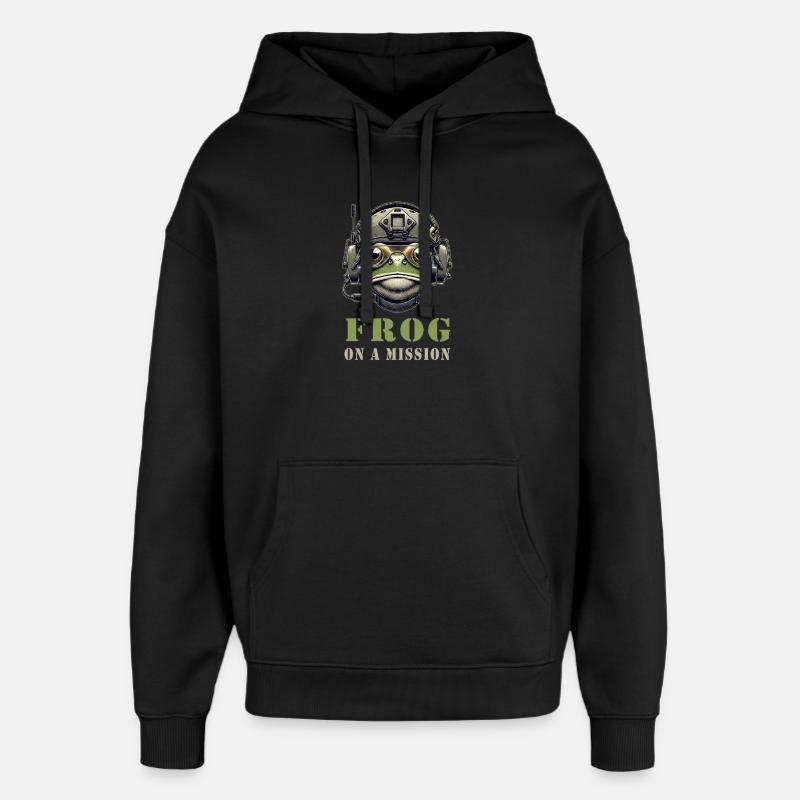 Grenouille militaire en action - Sweat à capuche unisexe Stanley/Stella Oversized - noir
