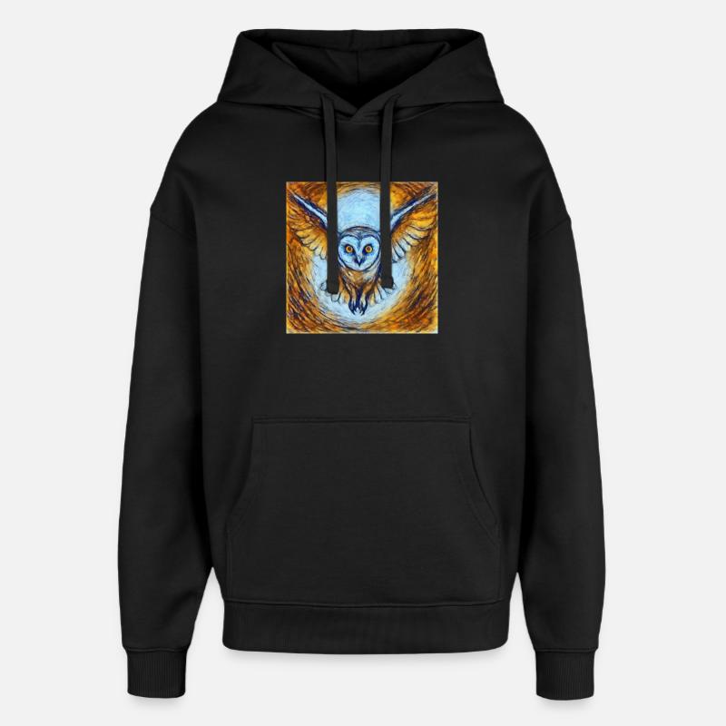 Hibou lumineux en vol - Sweat à capuche unisexe Stanley/Stella Oversized - noir