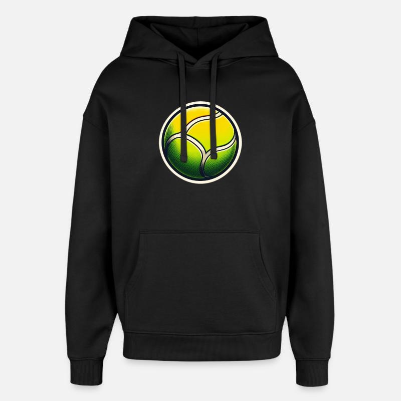 Balle de tennis Vert Jaune - Sweat à capuche unisexe Stanley/Stella Oversized - noir