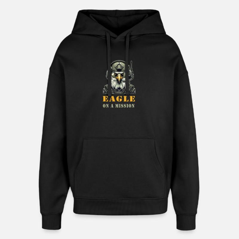 Aigle militaire en mission - Sweat à capuche unisexe Stanley/Stella Oversized - noir
