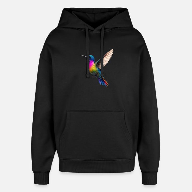 Conception vibrante de colibri arc-en-ciel - Sweat à capuche unisexe Stanley/Stella Oversized - noir