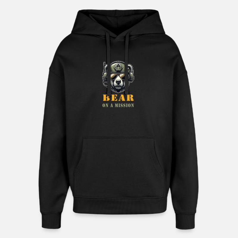 Ours en mission / Conception militaire - Sweat à capuche unisexe Stanley/Stella Oversized - noir