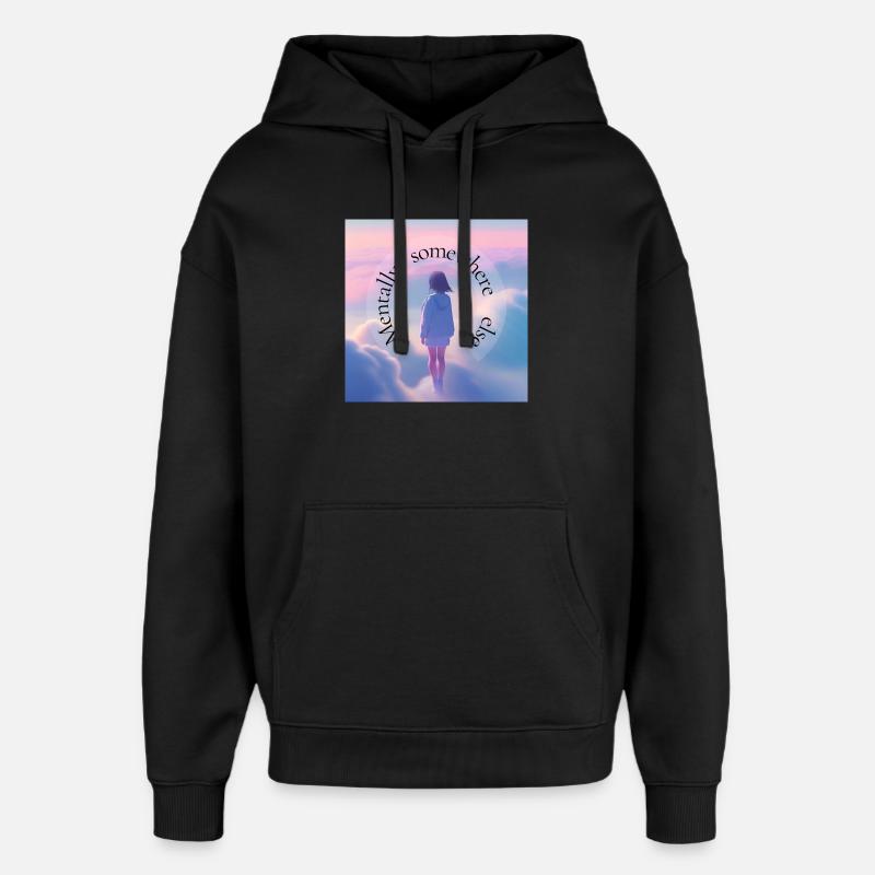 Mentalement ailleurs – Paysage onirique esthétique - Sweat à capuche unisexe Stanley/Stella Oversized - noir
