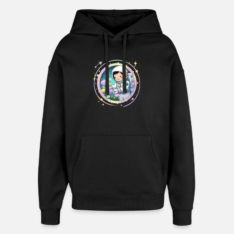 Astronautenmädchen mit Pilzen – Süßes Space-Design - Oversized Unisex Hoodie von Stanley/Stella - Schwarz