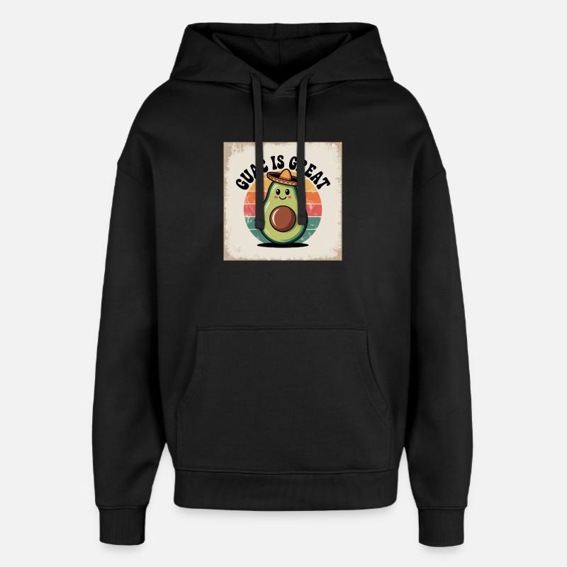 Drôle d’avocat avec chapeau mexicain - Sweat à capuche unisexe Stanley/Stella Oversized - noir