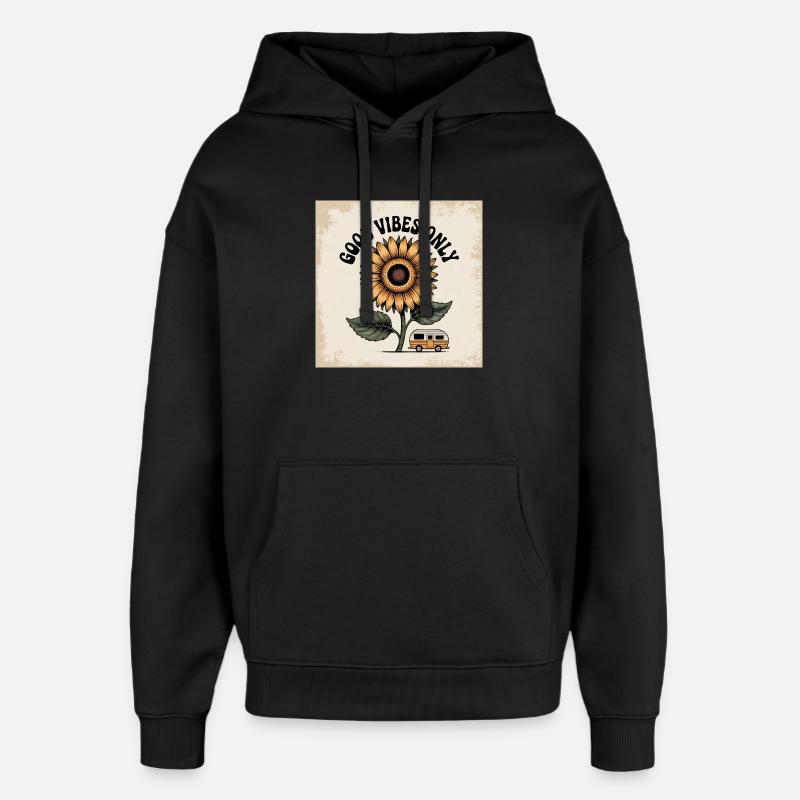 Sonnenblumenblume mit positiver Botschaft - Oversized Unisex Hoodie von Stanley/Stella - Schwarz