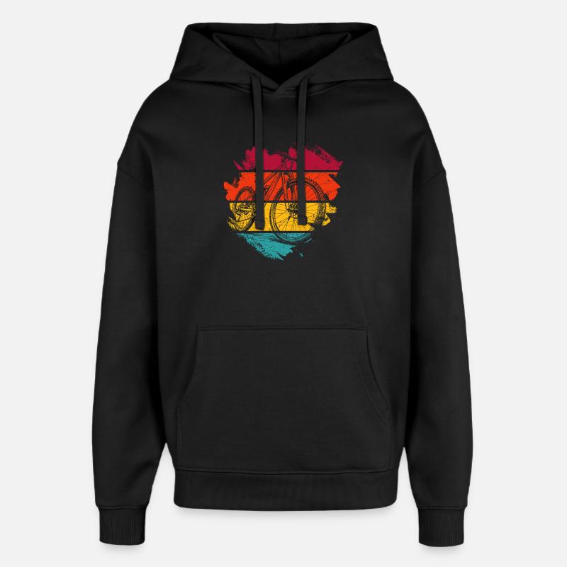 Rétro Vélo Vague Design Abstrait - Sweat à capuche unisexe Stanley/Stella Oversized - noir