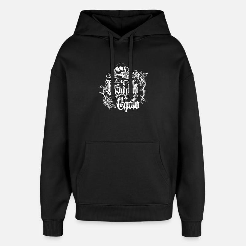 Crâne Rose Design Gothique - Sweat à capuche unisexe Stanley/Stella Oversized - noir