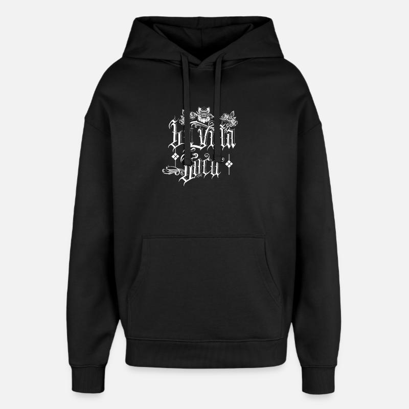 Crâne et Roses Tattoo Design - Sweat à capuche unisexe Stanley/Stella Oversized - noir