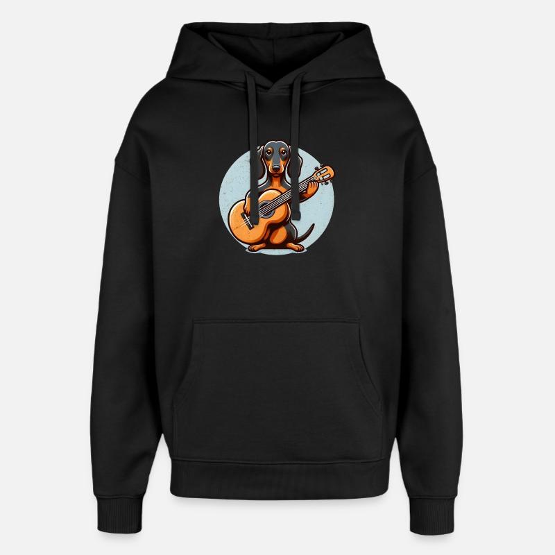 Chien Musicien Teckel avec Guitare - Sweat à capuche unisexe Stanley/Stella Oversized - noir