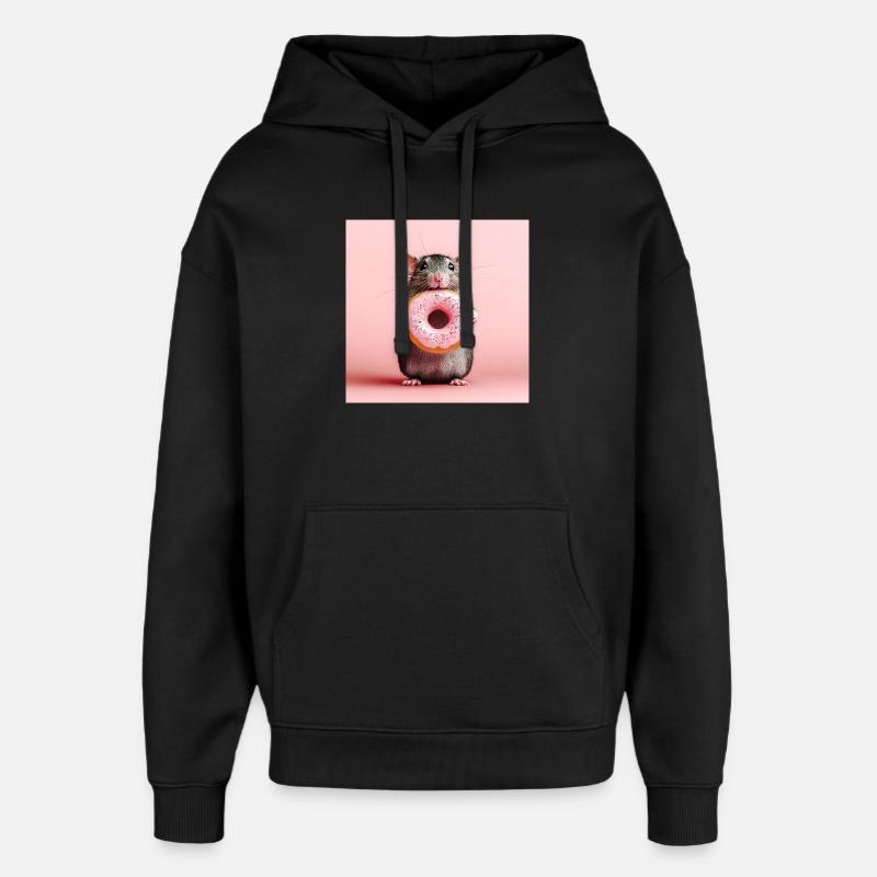 Süße Maus mit buntem Donut - Oversized Unisex Hoodie von Stanley/Stella - Schwarz