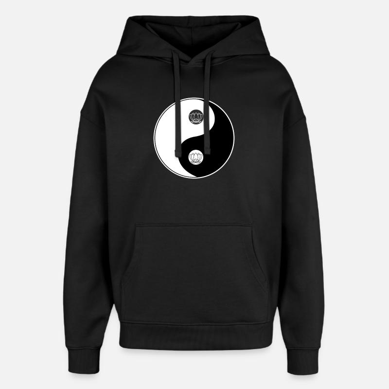 Tao Yin Yang Lotus Motif - Sweat à capuche unisexe Stanley/Stella Oversized - noir