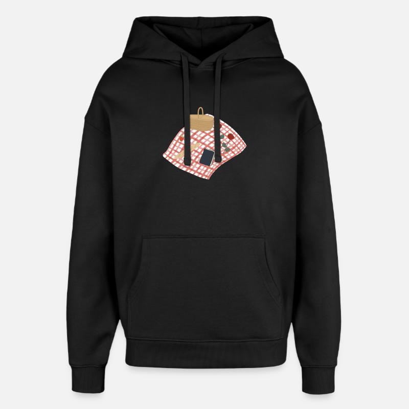 Rustikale Picknickszene Illustration - Oversized Unisex Hoodie von Stanley/Stella - Schwarz