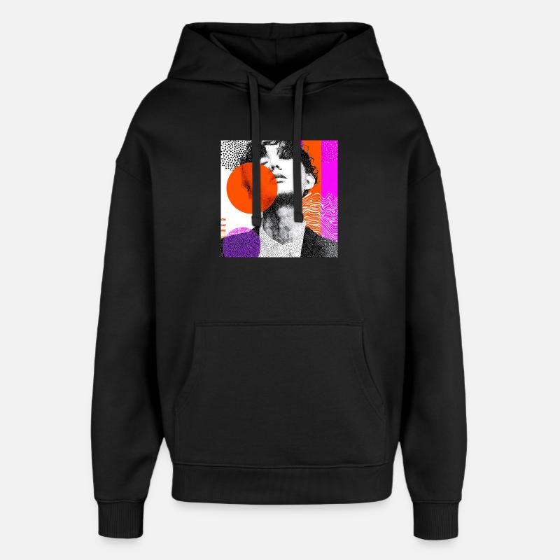 Portrait Pop Art Abstrait Enveloppant - Sweat à capuche unisexe Stanley/Stella Oversized - noir