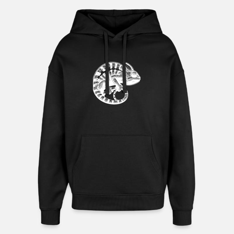 Jungle reptile caméléon tatouage - Sweat à capuche unisexe Stanley/Stella Oversized - noir