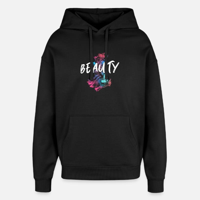 Bunte Kampffisch-Illustration mit Mot Beauté - Oversized Unisex Hoodie von Stanley/Stella - Schwarz