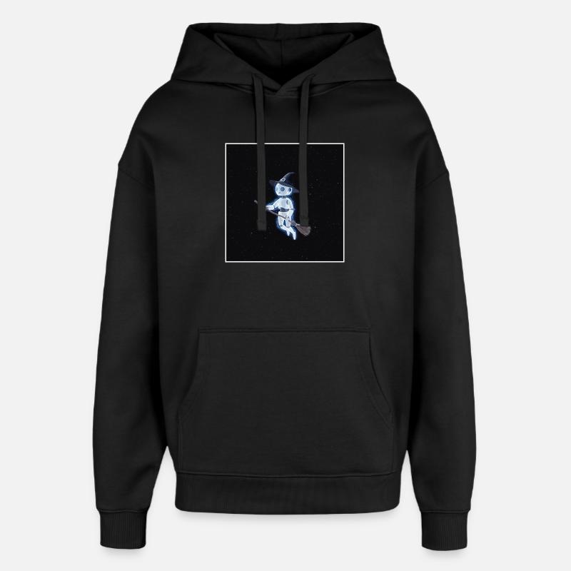 Robot witch in space - Oversized Unisex Hoodie by Stanley/Stella - black