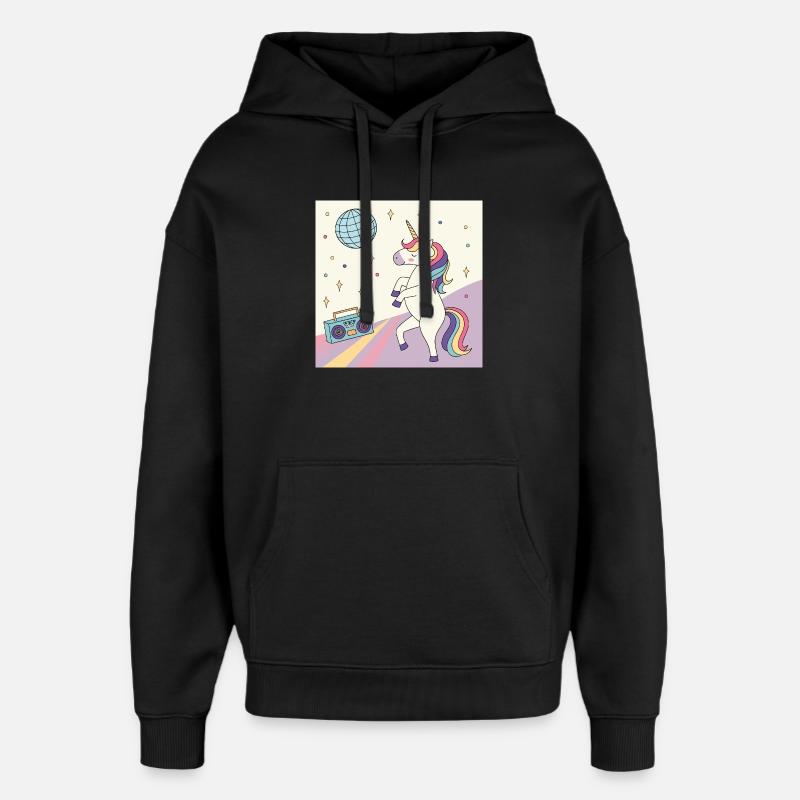 Licorne Fête Disco - Sweat à capuche unisexe Stanley/Stella Oversized - noir