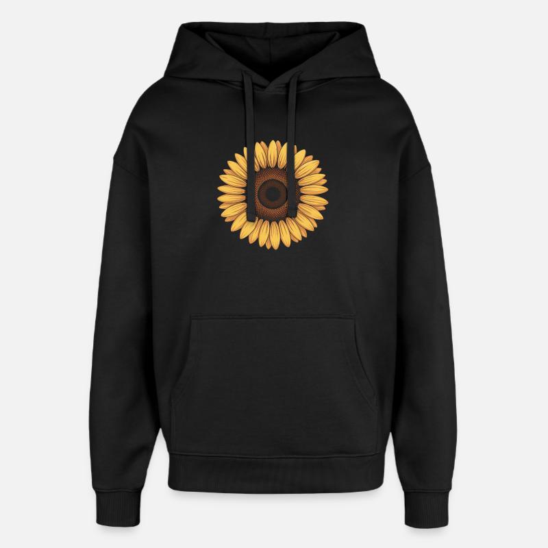 Illustration de tournesol - Sweat à capuche unisexe Stanley/Stella Oversized - noir