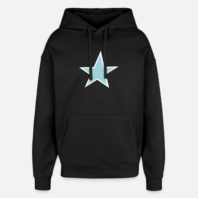 Bright Blue Star Art - Oversized Unisex Hoodie by Stanley/Stella - black