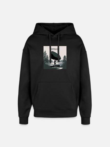 Empowered Balance Nature Success Motivational  - Oversized Unisex Hoodie by Stanley/Stella - black