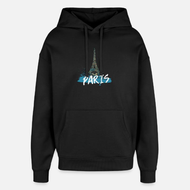 Pariser Eiffelturm mit Kalligraphie - Oversized Unisex Hoodie von Stanley/Stella - Schwarz