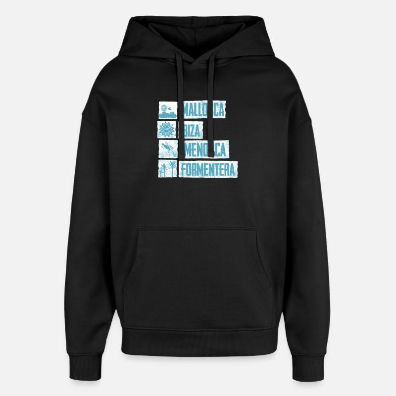 Îles Baléares - Sweat à capuche unisexe Stanley/Stella Oversized - noir