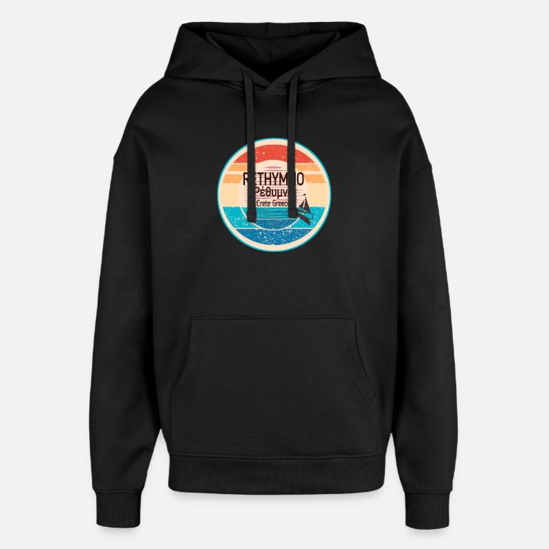 Coucher de soleil grec look Crète - Sweat à capuche unisexe Stanley/Stella Oversized - noir