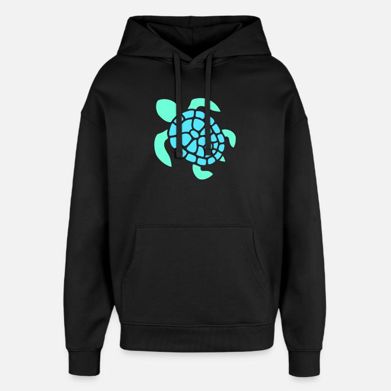 Turtle Logo Turtle Shell Pattern Icon - Oversized Unisex Hoodie by Stanley/Stella - black
