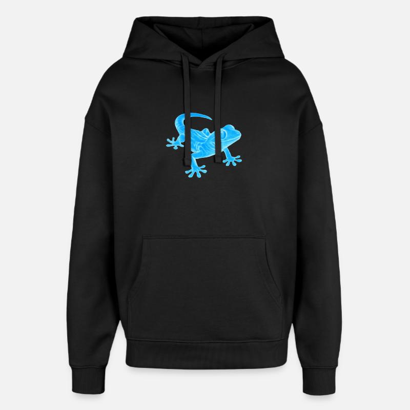 Blue Gecko Silhouette Pattern - Oversized Unisex Hoodie by Stanley/Stella - black