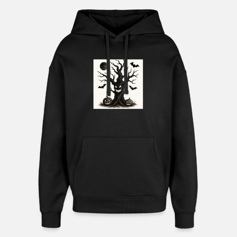 Halloween spooky tree October 31 - Oversized Unisex Hoodie by Stanley/Stella - black