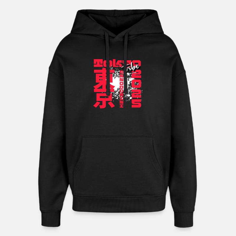 Graffiti Kanji Rouge - Sweat à capuche unisexe Stanley/Stella Oversized - noir